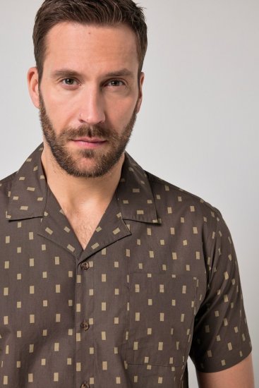 JP1880 Boxy Cuba Short Sleeve Shirt Brown - Hemden - Overhemden Grote Maten Heren