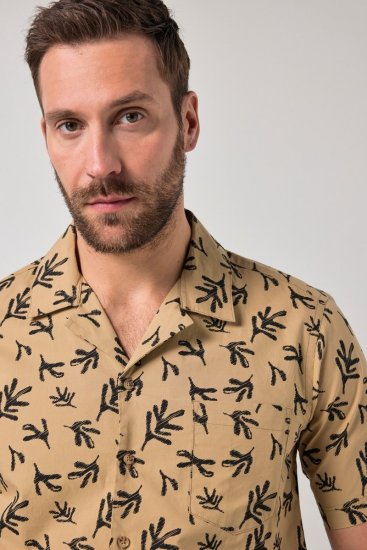 JP1880 Boxy Cuba Short Sleeve Shirt Camel - Hemden - Overhemden Grote Maten Heren