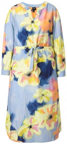 Ulla Popken 846330 Gebloemde maxi-jurk Lichtblauw - Maxi jurken - Grote maten maxi jurken