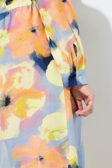 Ulla Popken 846330 Gebloemde maxi-jurk Lichtblauw - Maxi jurken - Grote maten maxi jurken