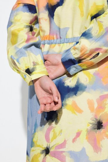 Ulla Popken 846330 Gebloemde maxi-jurk Lichtblauw - Maxi jurken - Grote maten maxi jurken