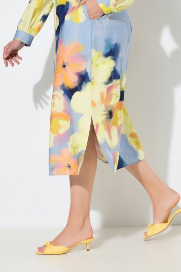 Ulla Popken 846330 Gebloemde maxi-jurk Lichtblauw - Maxi jurken - Grote maten maxi jurken