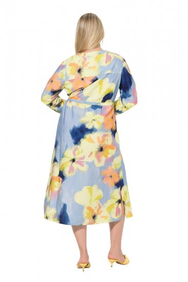 Ulla Popken 846330 Gebloemde maxi-jurk Lichtblauw - Maxi jurken - Grote maten maxi jurken