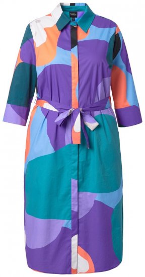 Ulla Popken 846351 Bedrukte blousejurk Lila - Midi jurken - Midi-jurken in grote maten