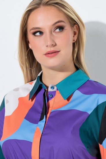 Ulla Popken 846351 Bedrukte blousejurk Lila - Midi jurken - Midi-jurken in grote maten