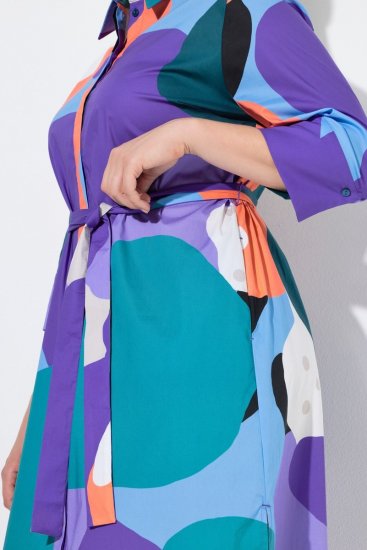 Ulla Popken 846351 Bedrukte blousejurk Lila - Midi jurken - Midi-jurken in grote maten