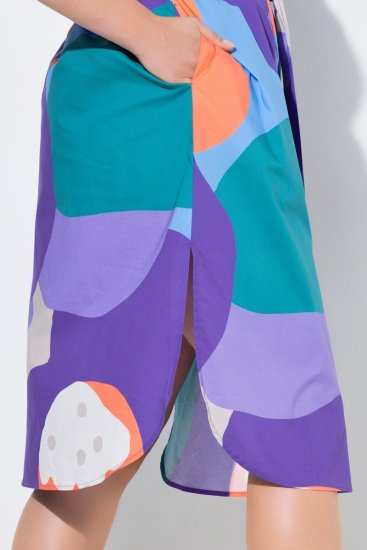Ulla Popken 846351 Bedrukte blousejurk Lila - Midi jurken - Midi-jurken in grote maten