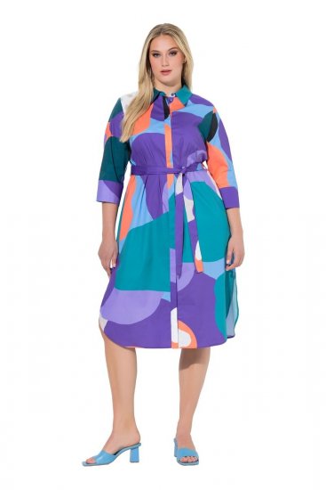 Ulla Popken 846351 Bedrukte blousejurk Lila - Midi jurken - Midi-jurken in grote maten