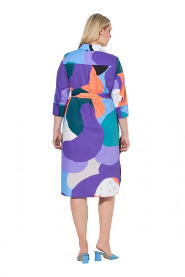 Ulla Popken 846351 Bedrukte blousejurk Lila - Midi jurken - Midi-jurken in grote maten
