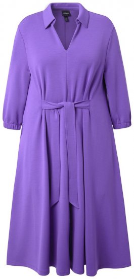 Ulla Popken 846373 A-lijn sweatjurk met driekwartmouwen Lila - Kleedjes - Jurken in elke maat