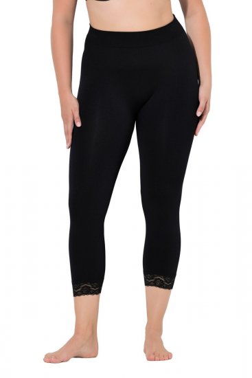 Ulla Popken 846491 3/4 panty legging met kant Zwart - Panty's & sokken - 