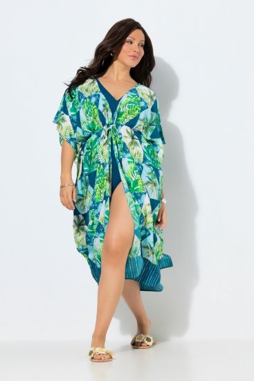 Ulla Popken 846493 Bedrukte jurk Petrol - Kaftans - 