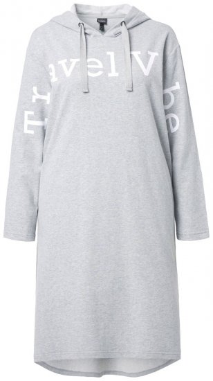 Ulla Popken 846886 Sweatjurk met capuchon Grijs gemêleerd - Sweatjurken - 