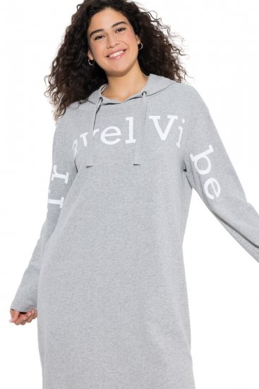 Ulla Popken 846886 Sweatjurk met capuchon Grijs gemêleerd - Sweatjurken - 