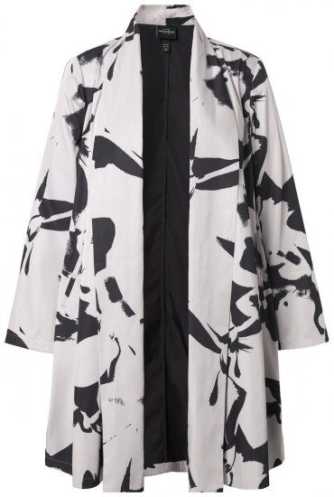 Ulla Popken 846923 Bedrukte blazer met sjaalkraag Taupe - Blazers - Damesblazers in grote maten