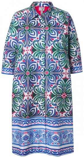 Ulla Popken 846952 Gebloemde blousejurk Wit - Midi jurken - Midi-jurken in grote maten