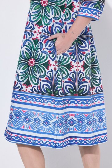 Ulla Popken 846952 Gebloemde blousejurk Wit - Midi jurken - Midi-jurken in grote maten
