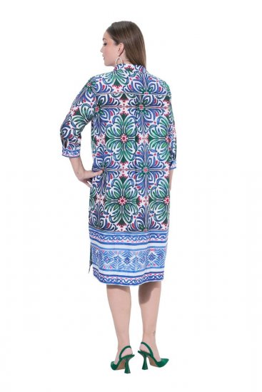 Ulla Popken 846952 Gebloemde blousejurk Wit - Midi jurken - Midi-jurken in grote maten