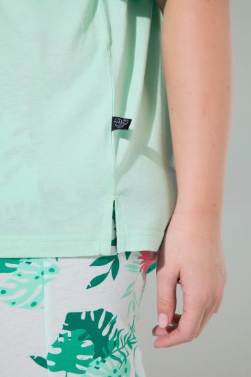 Ulla Popken 846971 Pyjama met print Lichtgroen - Pyjama's en Loungewear - 