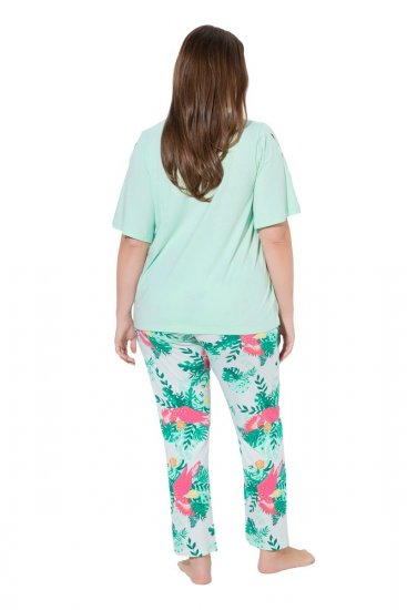 Ulla Popken 846971 Pyjama met print Lichtgroen - Pyjama's en Loungewear - 