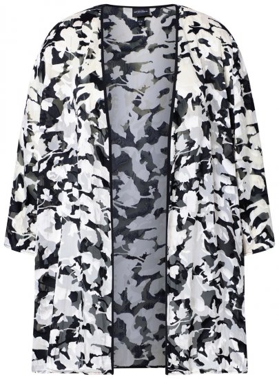 Ulla Popken 847060 Open jas van uitgebrand chiffon Zwart - Jassen - Grote maten jassen voor dames