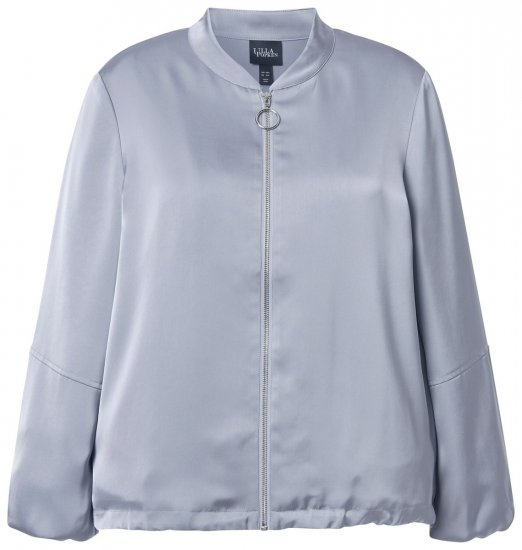 Ulla Popken 847191 Glanzende blouson met collegekraag Grijs - Jassen - Grote maten jassen voor dames
