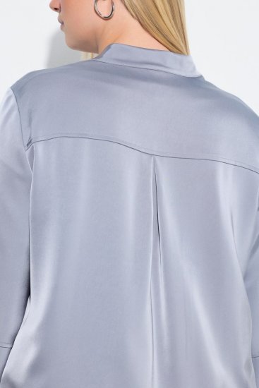 Ulla Popken 847191 Glanzende blouson met collegekraag Grijs - Jassen - Grote maten jassen voor dames