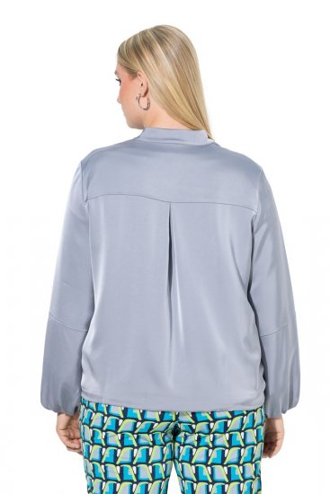 Ulla Popken 847191 Glanzende blouson met collegekraag Grijs - Jassen - Grote maten jassen voor dames