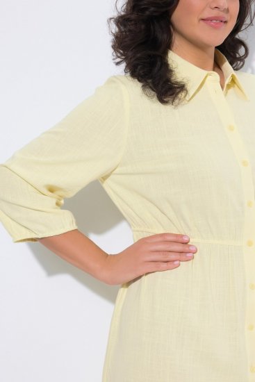 Ulla Popken 847224 Jurk van linnenmix Geel - Zomerjurken - Grote maten zomerjurken voor dames