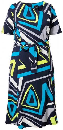 Ulla Popken 847324 Bedrukte midi-jurk Donkerblauw - Midi jurken - Midi-jurken in grote maten