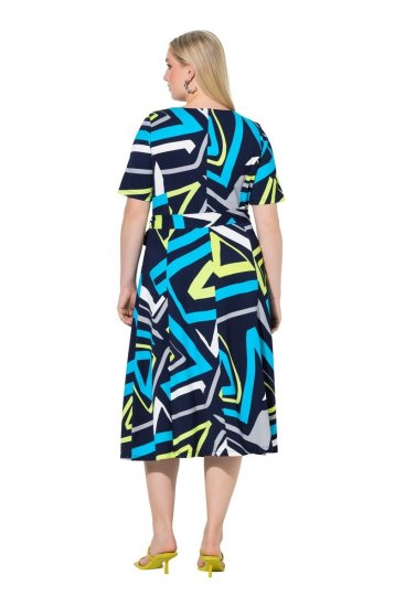 Ulla Popken 847324 Bedrukte midi-jurk Donkerblauw - Midi jurken - Midi-jurken in grote maten