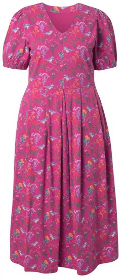 Ulla Popken 847409 Bedrukte maxi-jurk Bessenrood - Maxi jurken - Grote maten maxi jurken