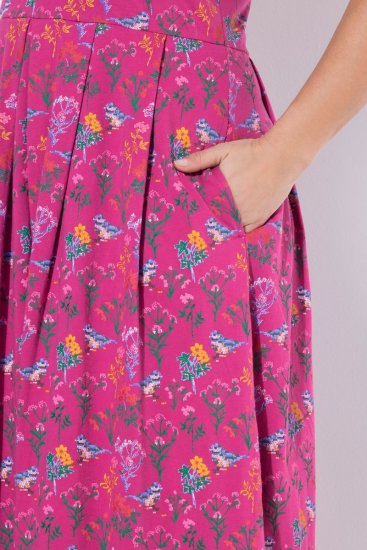 Ulla Popken 847409 Bedrukte maxi-jurk Bessenrood - Maxi jurken - Grote maten maxi jurken