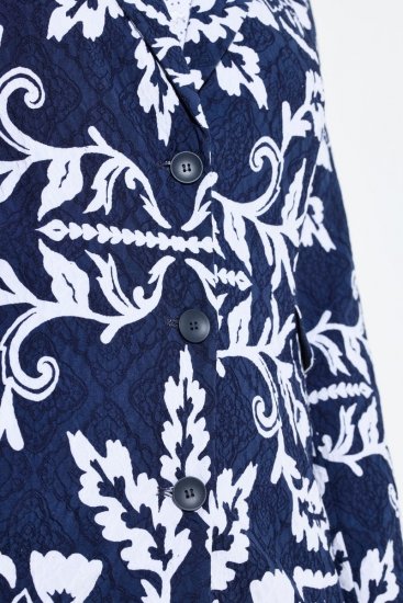 Ulla Popken 847586 Blazer van bloemenjacquard Donkerblauw - Blazers - Damesblazers in grote maten