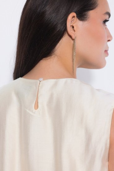 Ulla Popken 847918 Gebloemde chiffon jurk Gebroken wit - Zomerjurken - Grote maten zomerjurken voor dames