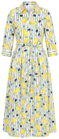 Ulla Popken 848081 Gestreepte blousejurk Wit - Maxi jurken - Grote maten maxi jurken