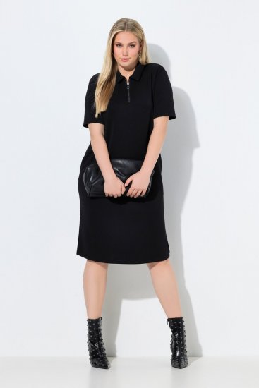 Ulla Popken 848105 Sweatjurk Zwart - Kleedjes - Jurken in elke maat