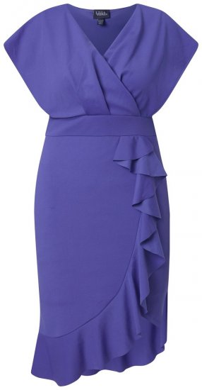 Ulla Popken 848120 Jurk met ruches Lila - Avondjurken - Grote maten avondkleding