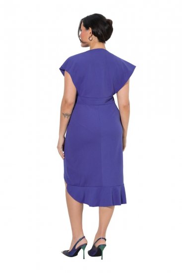Ulla Popken 848120 Jurk met ruches Lila - Avondjurken - Grote maten avondkleding