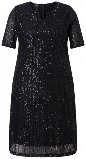 Ulla Popken 848140 Paillettenjurk Zwart - Avondjurken - Grote maten avondkleding
