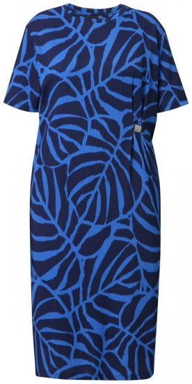 Ulla Popken 848162 Bedrukte midi-jurk Donkerblauw - Midi jurken - Midi-jurken in grote maten