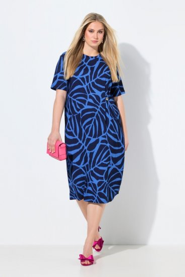 Ulla Popken 848162 Bedrukte midi-jurk Donkerblauw - Midi jurken - Midi-jurken in grote maten
