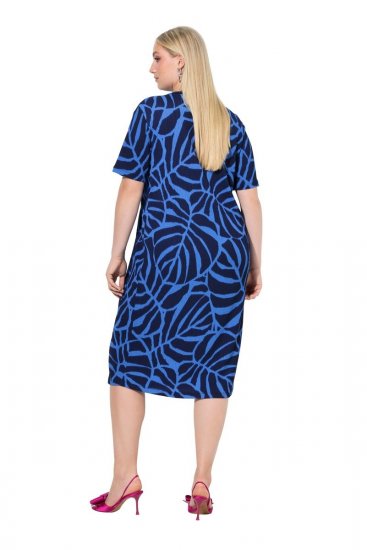 Ulla Popken 848162 Bedrukte midi-jurk Donkerblauw - Midi jurken - Midi-jurken in grote maten