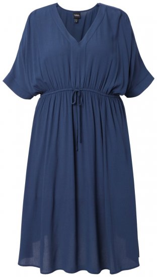 Ulla Popken 848224 Midi-jurk met trekkoord Donkerblauw - Midi jurken - Midi-jurken in grote maten