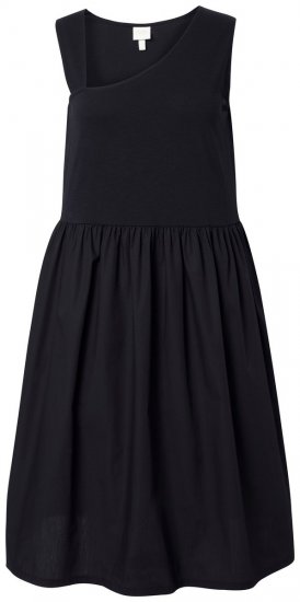 Ulla Popken 848305 Mouwloze midi-jurk met V-hals Zwart - Midi jurken - Midi-jurken in grote maten