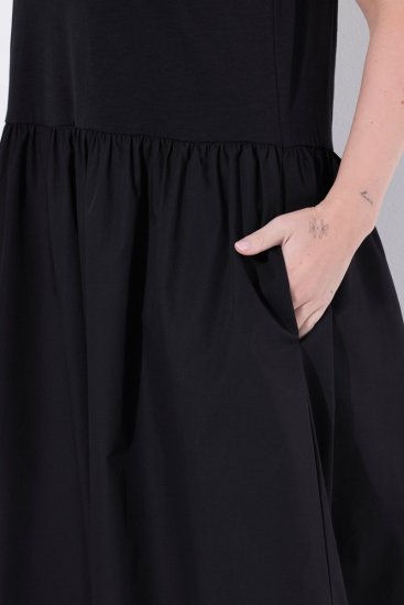 Ulla Popken 848305 Mouwloze midi-jurk met V-hals Zwart - Midi jurken - Midi-jurken in grote maten