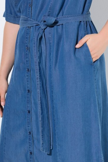 Ulla Popken 848491 Blousejurk Denimblauw - Midi jurken - Midi-jurken in grote maten