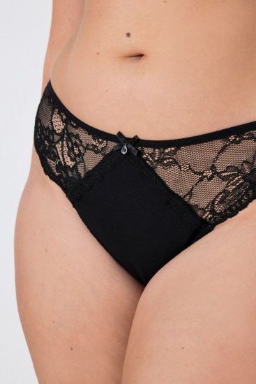 Ulla Popken 848522 Strings met kant 3-pack Zwart - Slips - 