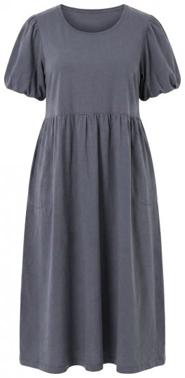 Ulla Popken 848575 Maxi-jurk met korte mouwen en zakken Antraciet - Maxi jurken - Grote maten maxi jurken