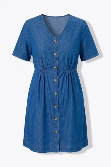 Ulla Popken 848597 Blousejurk Denimblauw - Blousejurken - 